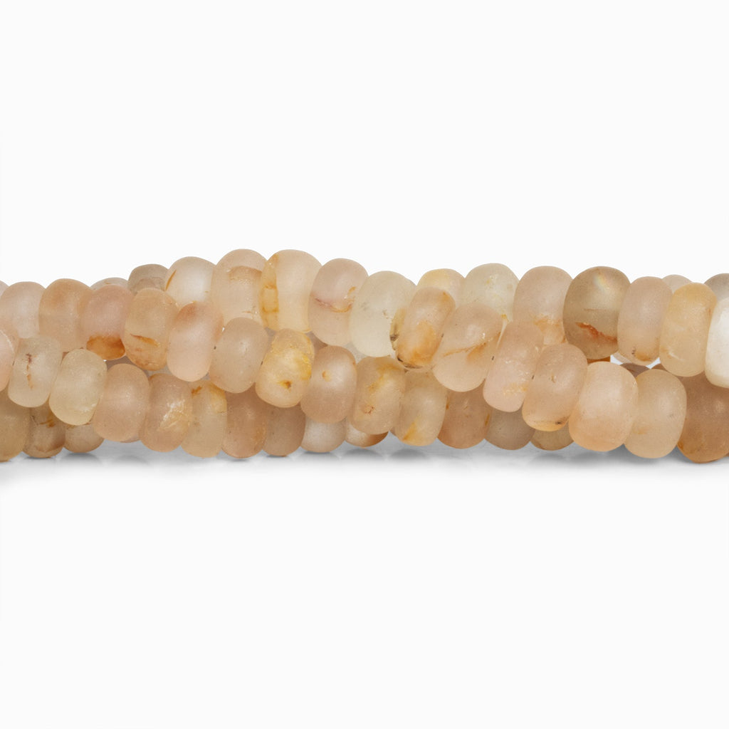 7.5-12mm Matte Morganite Plain Rondelles 16 inch 80 beads - The Bead Traders