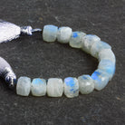 7.5 - 9mm Rainbow Moonstone Faceted Cubes 4 inch 13 beads - The Bead Traders