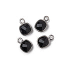 7.5mm Black Gold Bezeled Black Onyx Cushion Pendants Set of 4 - The Bead Traders