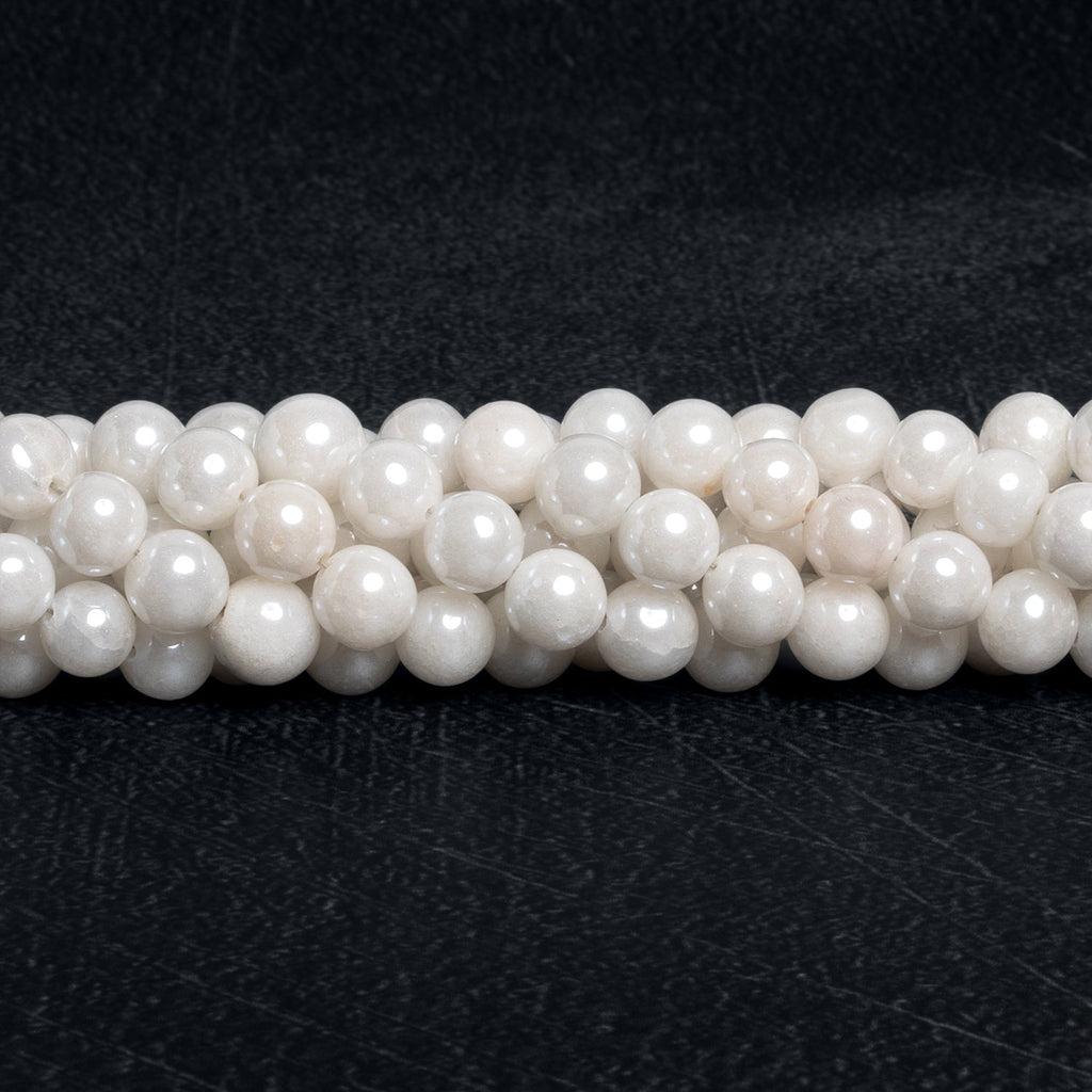 7.5mm Mystic White Quartz Plain Round Beads 16 inch 50 pieces - The Bead Traders