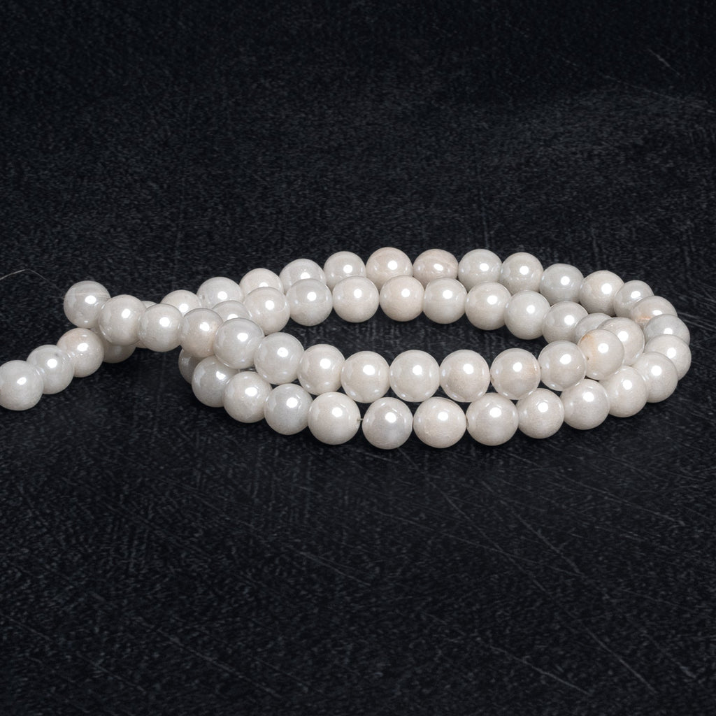 7.5mm Mystic White Quartz Plain Round Beads 16 inch 50 pieces - The Bead Traders