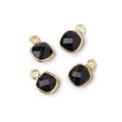 7.5mm Vermeil Bezeled Black Onyx Cushion Pendants Set of 4 - The Bead Traders
