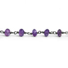 7mm Amethyst Faceted Rondelle Black Gold Chain 27 Beads - The Bead Traders
