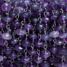 7mm Amethyst Faceted Rondelle Black Gold Chain 27 Beads - The Bead Traders