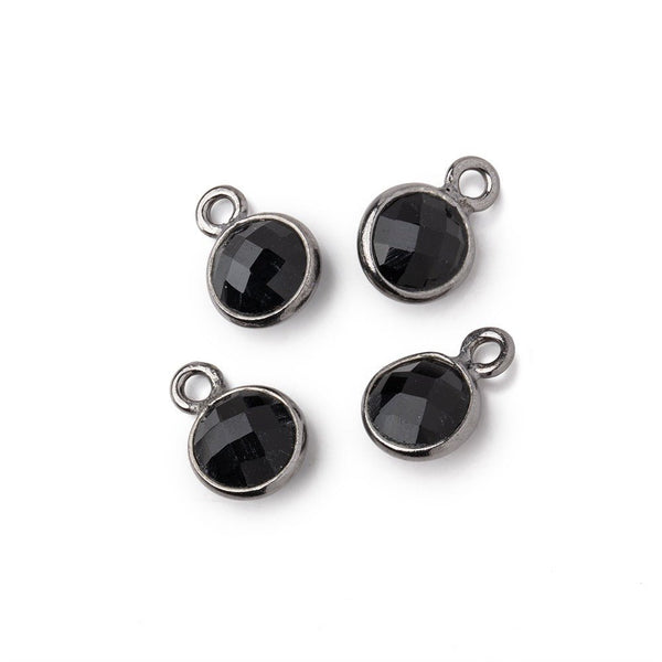 7mm Black Gold Bezeled Black Onyx Coin Pendants Set of 4