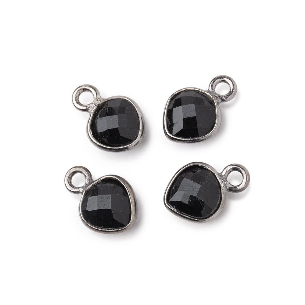 7mm Black Gold Bezeled Black Onyx Heart Pendants Set of 4 - The Bead Traders