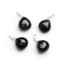 7mm Black Onyx Wire - Wrapped Heart Pendants 4 beads - The Bead Traders