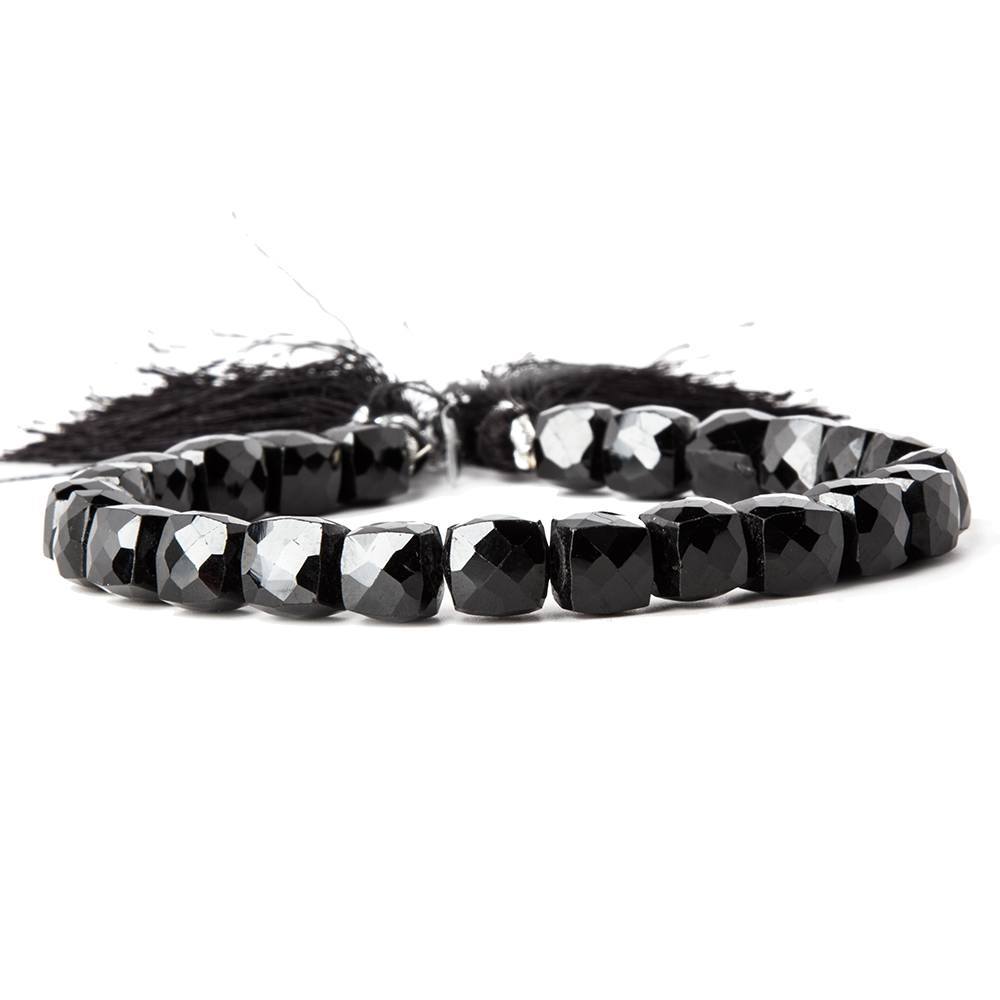 7mm Black Spinel faceted cube beads 8 inch 27 pieces - The Bead Traders