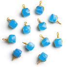 7mm Blue Chalcedony Wire - Wrapped Cube Pendant 1 Bead - The Bead Traders
