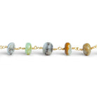 7mm Blue Peruvian Opal Rondelle Gold Chain 29 beads - The Bead Traders