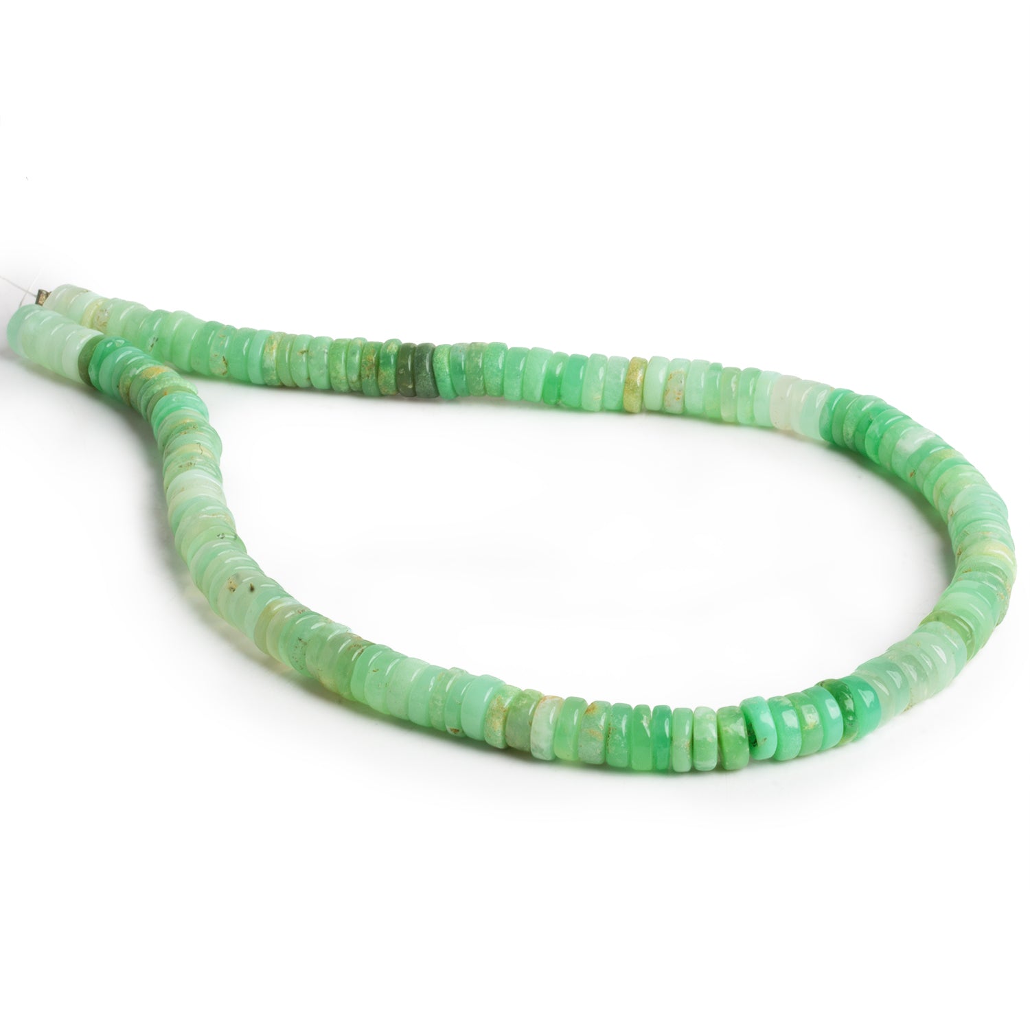 7mm Chrysoprase Plain Heishis 14 inch 140 beads - The Bead Traders