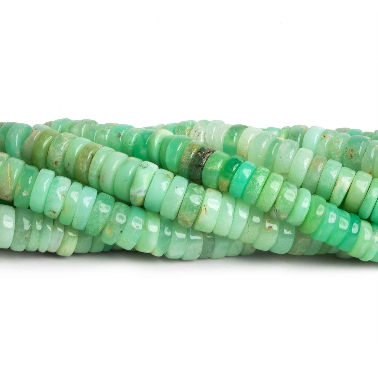 7mm Chrysoprase Plain Heishis 14 inch 140 beads - The Bead Traders