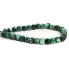 7mm Emerald Faceted Cubes 7.5 inch 25 beads - The Bead Traders