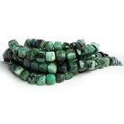 7mm Emerald Faceted Cubes 7.5 inch 25 beads - The Bead Traders