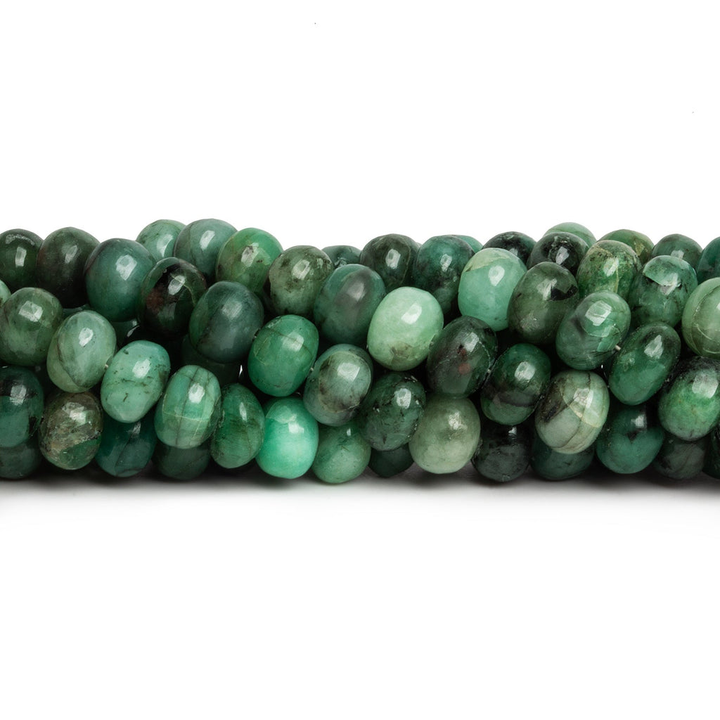7mm Emerald Plain Rondelles 16 inch 75 beads - The Bead Traders