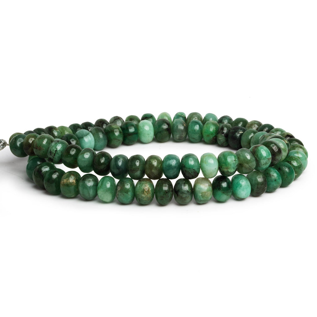 7mm Emerald Plain Rondelles 16 inch 75 beads - The Bead Traders