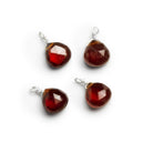 7mm Hessonite Garnet Wire - Wrapped Heart Pendants 4 beads - The Bead Traders
