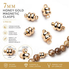 7mm Honey Gold plated Magnetic Clasp Set of 5 pieces - The Bead Traders