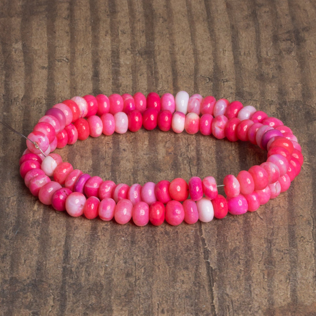 7mm Hot Pink Opal Plain Rondelles 16 inch 85 beads - The Bead Traders