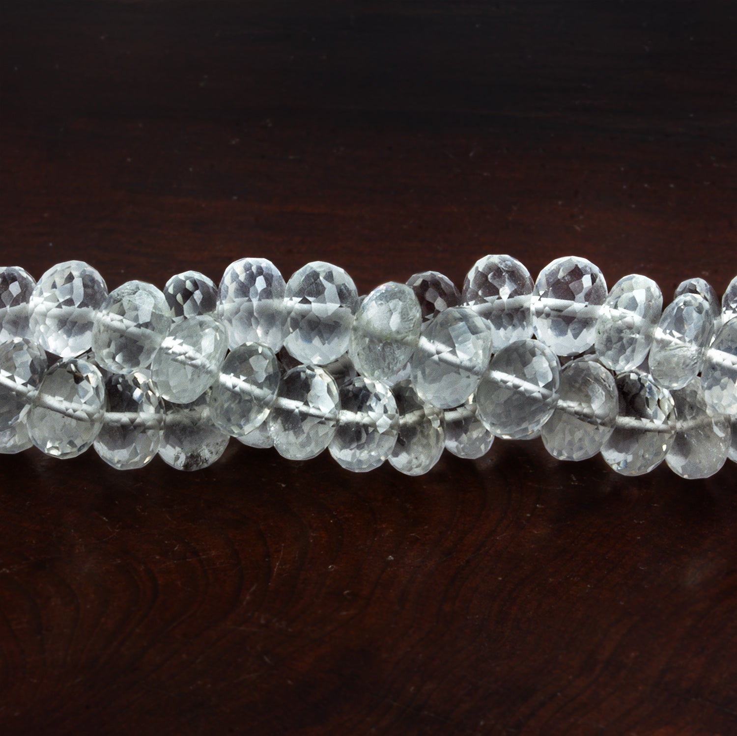 7mm Ice Quartz Faceted Rondelles 14 inch 75 beads - The Bead Traders