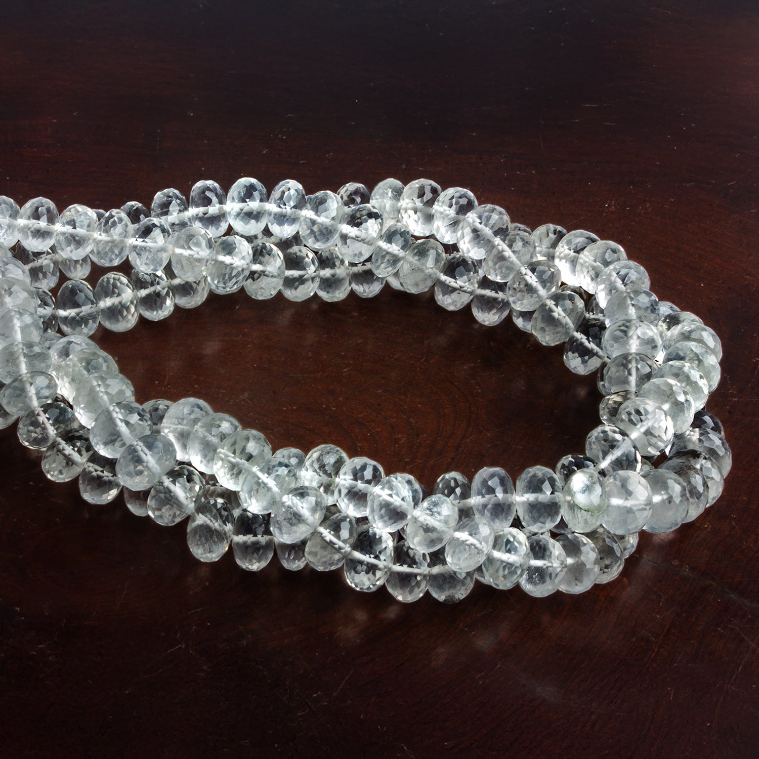 7mm Ice Quartz Faceted Rondelles 14 inch 75 beads - The Bead Traders