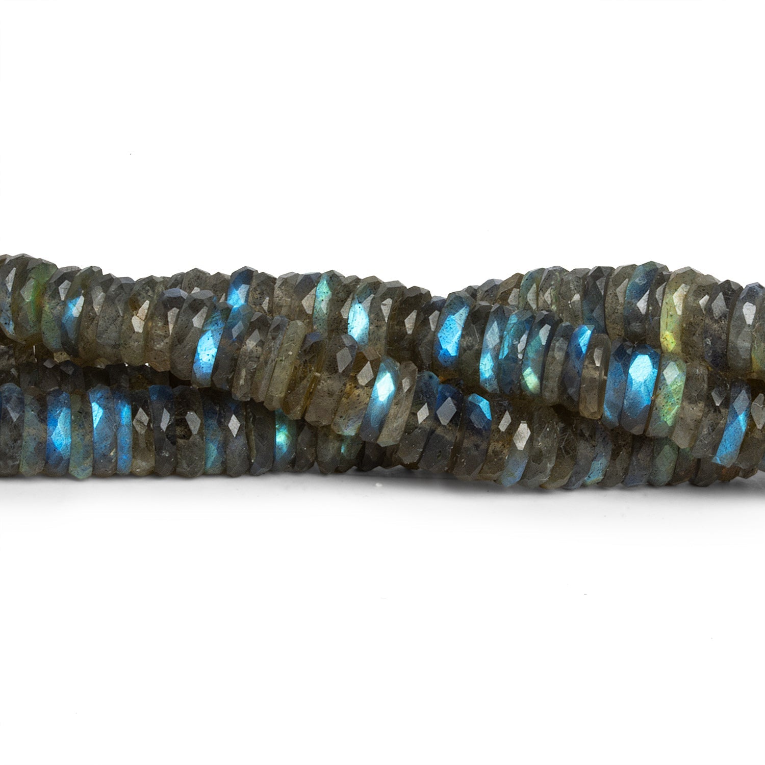 7mm Labradorite Faceted Heishis 7.5 inch 110 beads - The Bead Traders