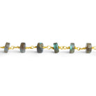 7mm Labradorite Heishi Gold Chain 27 beads - The Bead Traders