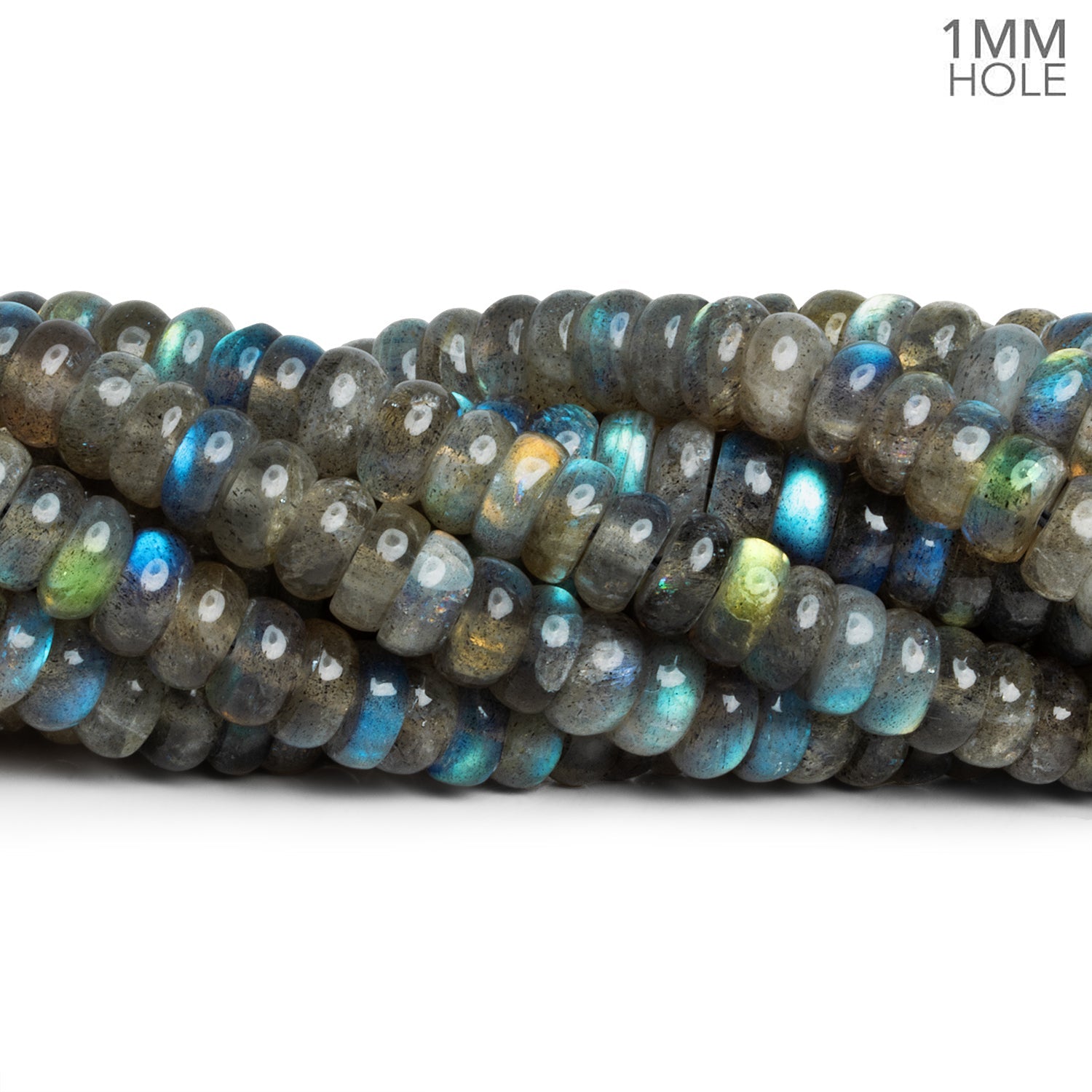 7mm Labradorite Plain Rondelles 16 inch 105 beads - The Bead Traders