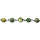 7mm Matte Labradorite Coin Black Gold Chain 25 beads - The Bead Traders