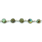 7mm Matte Labradorite Coin Silver Chain 25 beads - The Bead Traders
