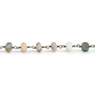 7mm Matte Multi Opal Plain Rondelles Black Gold Chain 28 beads - The Bead Traders