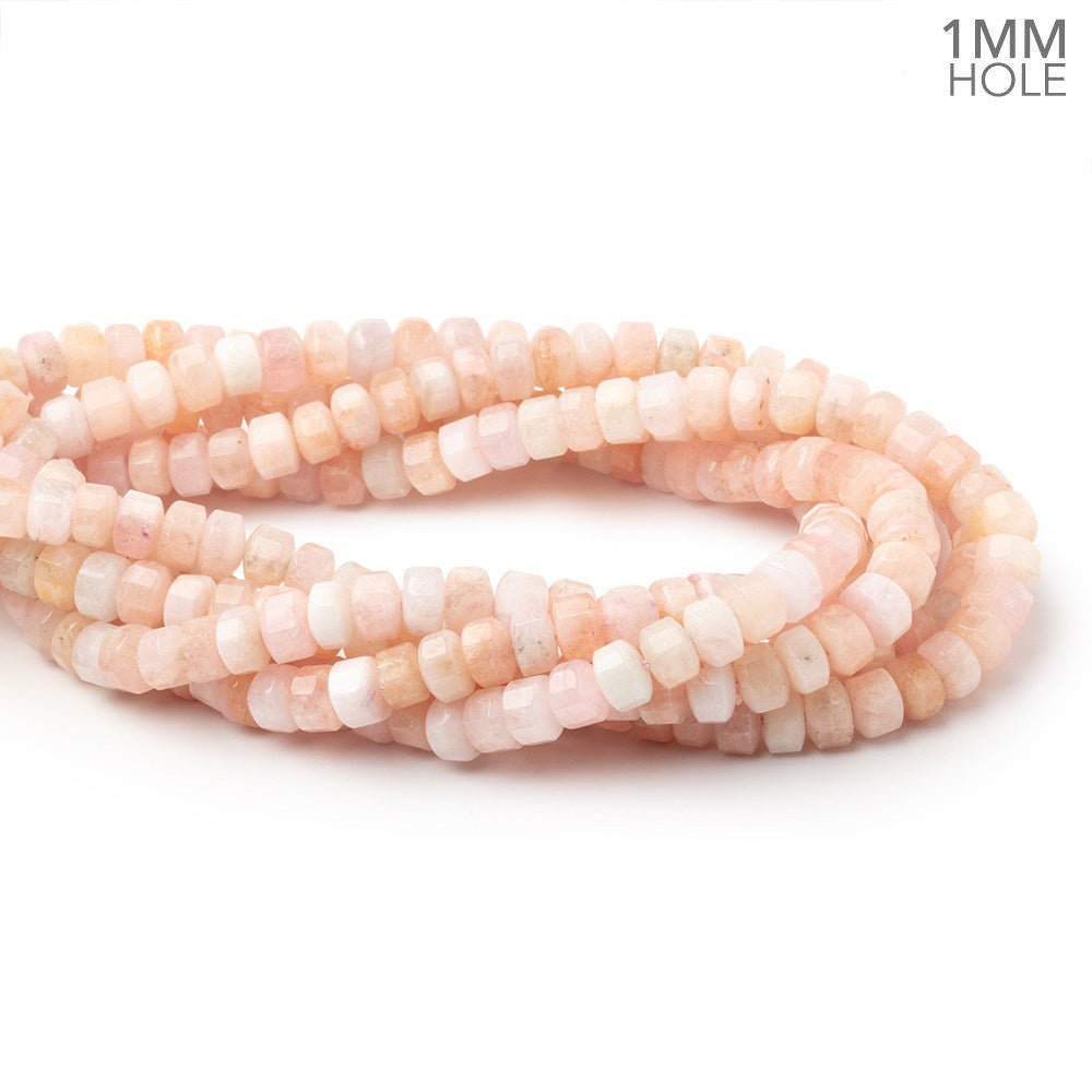7mm Morganite Hexagon Rondelles 16 inch 75 Beads - The Bead Traders