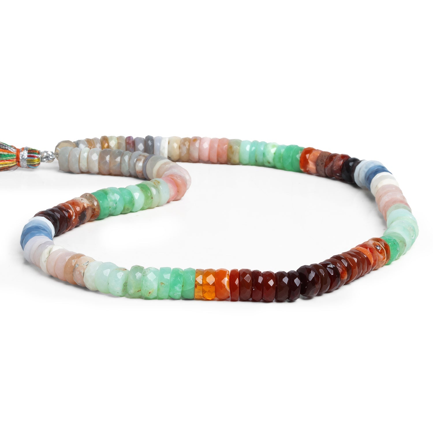 7mm Multicolor Opal Faceted Heishis 14 inch 110 beads - The Bead Traders