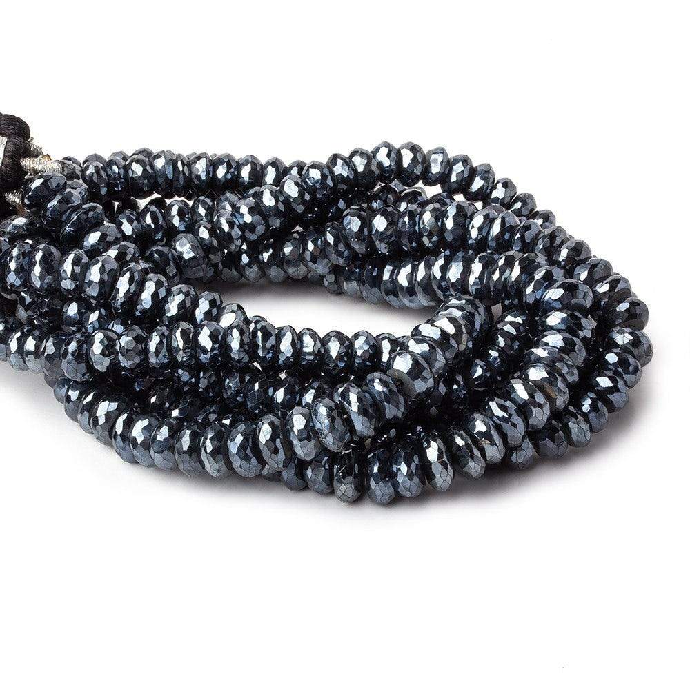 7mm Mystic Black Spinel Faceted Rondelles 7.5 inch 50 beads - The Bead Traders