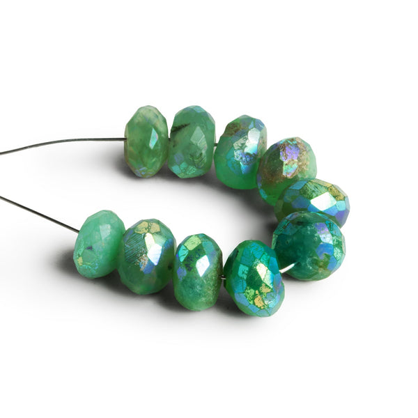 7mm Mystic Chrysoprase Faceted Rondelles Set of 10 Beads