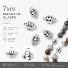 7mm Rhodium Silver plated Brass Ball Magnetic Clasp Set of 5 pieces - The Bead Traders
