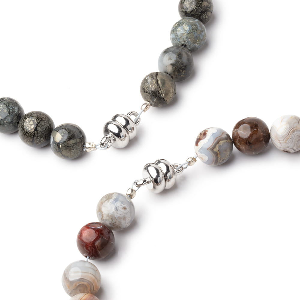 7mm Rhodium Silver plated Brass Ball Magnetic Clasp Set of 5 pieces - The Bead Traders