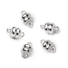 7mm Rhodium Silver plated Brass Ball Magnetic Clasp Set of 5 pieces - The Bead Traders