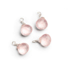 7mm Rose Quartz Wire - Wrapped Heart Pendants 4 beads - The Bead Traders