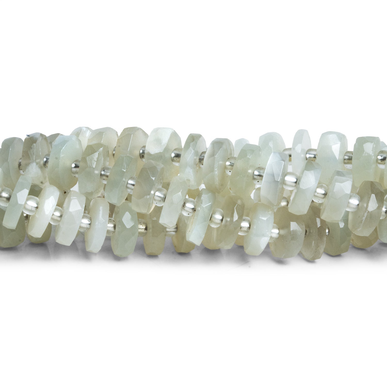 7mm Sage Ceylon Moonstone Faceted Heishis 15 inch 105 beads - The Bead Traders
