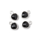 7mm Silver Bezeled Black Onyx Heart Pendants Set of 4 - The Bead Traders