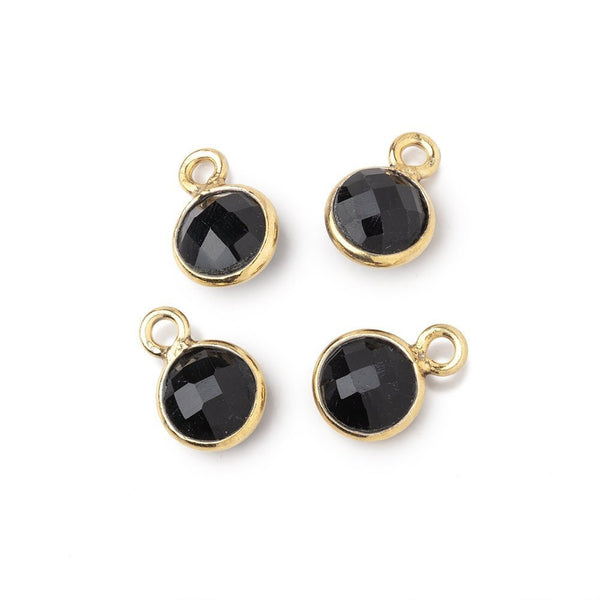 7mm Vermeil Bezeled Black Onyx Coin Pendants Set of 4