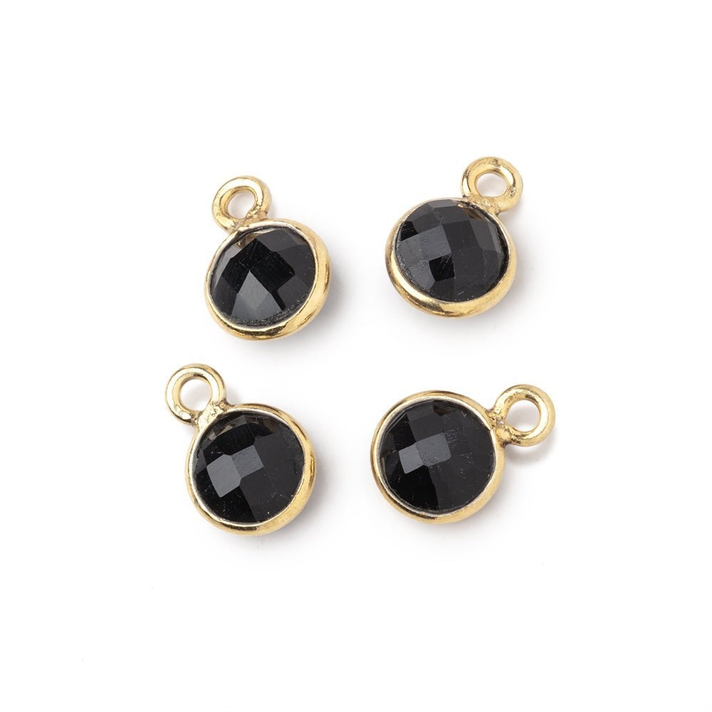 7mm Vermeil Bezeled Black Onyx Coin Pendants Set of 4 - The Bead Traders