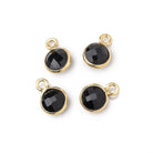 7mm Vermeil Bezeled Black Onyx Coin Pendants Set of 4 - The Bead Traders