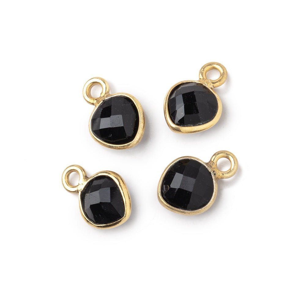 7mm Vermeil Bezeled Black Onyx Heart Pendants Set of 4 - The Bead Traders