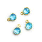 7mm Vermeil Bezeled Blue Hydroquartz Coin Pendants Set of 4 - The Bead Traders