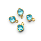 7mm Vermeil Bezeled Blue Hydroquartz Heart Pendants Set of 4 - The Bead Traders
