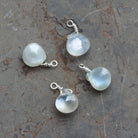 7mm White Moonstone Wire - Wrapped Heart Pendants 4 beads - The Bead Traders