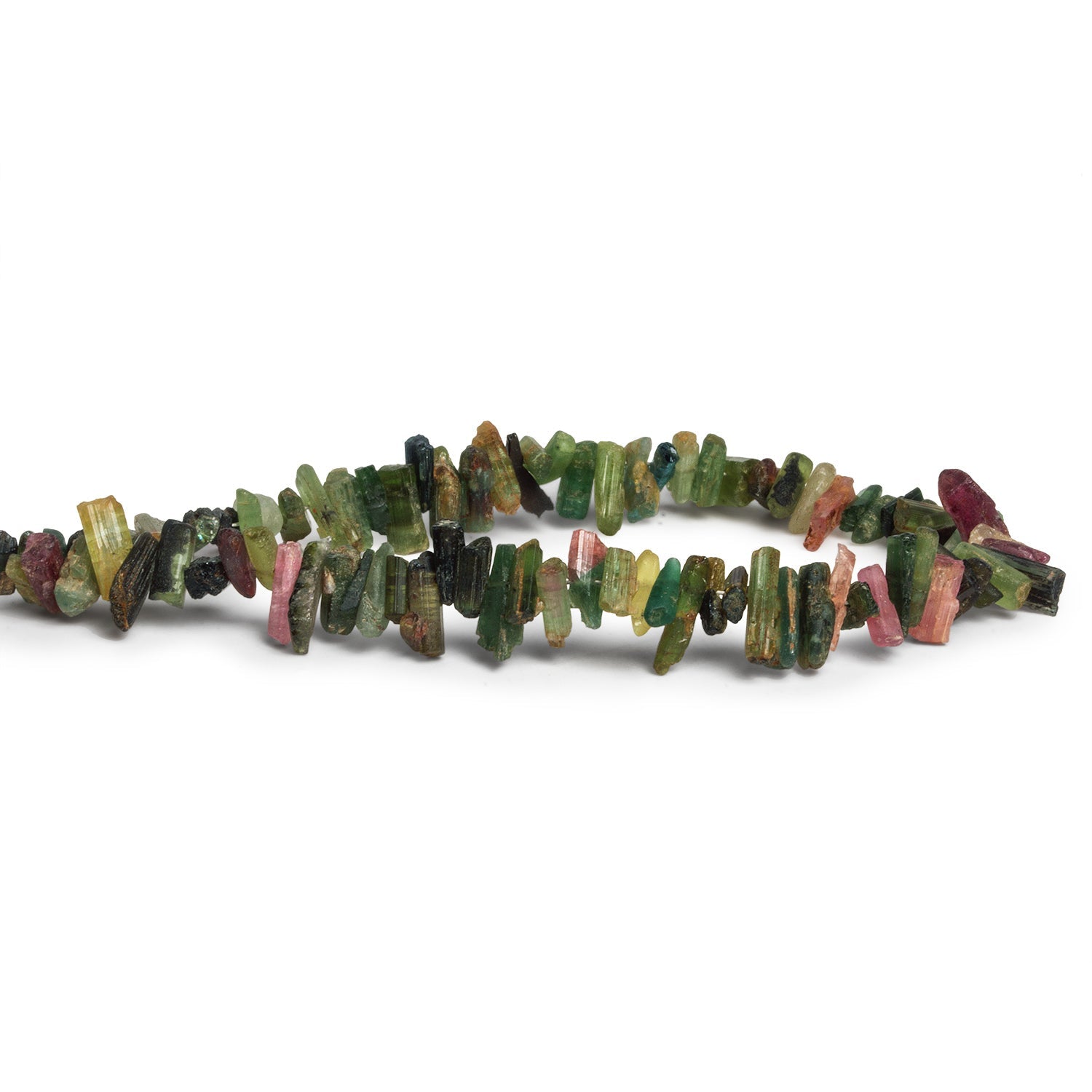 7x3mm Multicolor Tourmaline Natural Crystals 7 inch 90 beads - The Bead Traders
