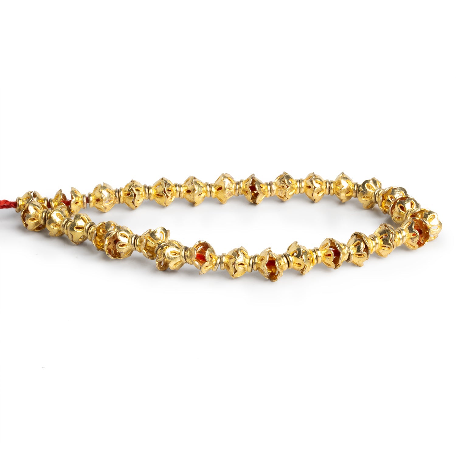 7x4mm Gold Plated Copper Bead Caps 8 inch 58 beads - The Bead Traders